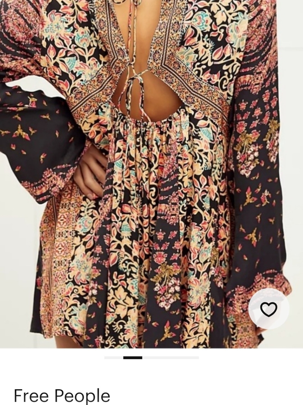 Free People Black Floral Boho Maxi Dress with Peach and Teal Accents - Picture 3 of 7